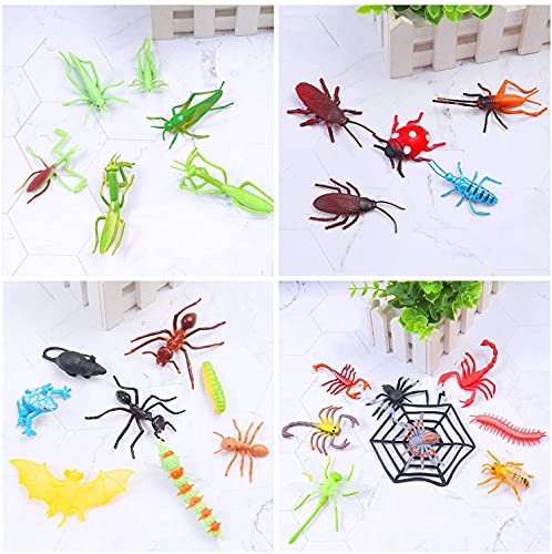 LATERN 45Pcs Figuras de Insectos Plásticos Kits, 35Piezas de Insectos Surtidos de Insectos Realistas Figuras de Juguete para la Educación Infantil, Favores de Fiesta con Temas de Insectos