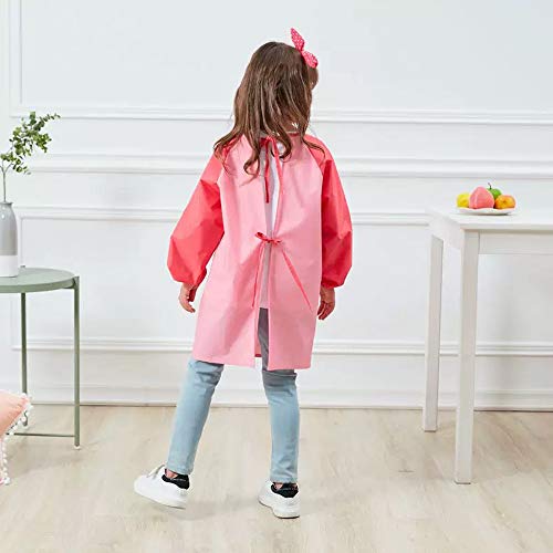 Lazzon Delantal Impermeable Niños Niñas Babero Manga Larga Bebé Artes Artesanales Pintura de Ropa 2-8 Años