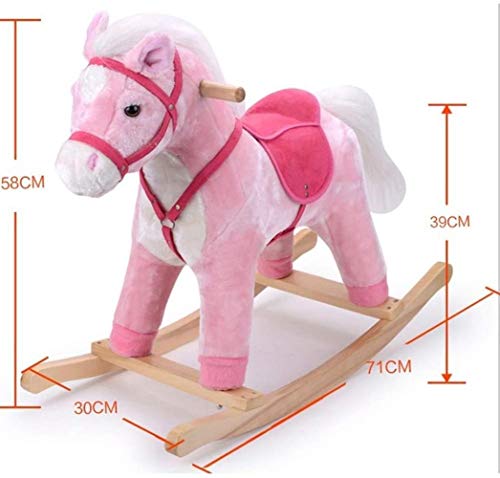 LCSHAN Caballo Mecedora Caballo Mecedora De Los Niños con Polea Rockero De Madera Divertido Jinete para Niños Pequeños, Peluche Peluche Rocking Pony Navidad Cumpleaños Regalo para Niño Niña Niño