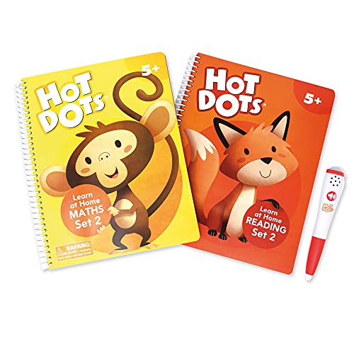 Learning Resources Hot Dots (Set 2) - Aprende Lectura y matemáticas - Juego Interactivo de alfabetización y matemáticas - Educación Infantil, 2 Libros de Actividades, 100 páginas, más de 5 años