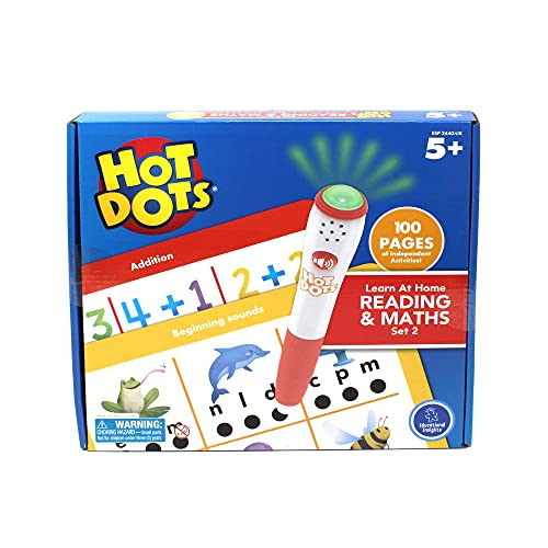 Learning Resources Hot Dots (Set 2) - Aprende Lectura y matemáticas - Juego Interactivo de alfabetización y matemáticas - Educación Infantil, 2 Libros de Actividades, 100 páginas, más de 5 años