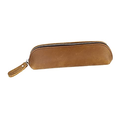 Leathario Estuche de cuero genuino con estilo vintage, portalápices y bolsa de papelería para usos múltiples como escuela, escuela secundaria, universidad, oficina