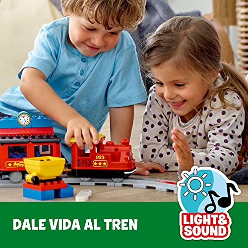 LEGO 10874 Duplo Town Tren de Vapor, Juguete de Construcción Educativo con Ladrillos para Niños y Niñas 2 años