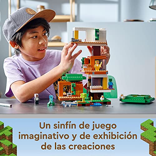 LEGO 21174 Minecraft La Casa del Árbol Moderna, Juguete de Construcción para Niños a Partir de 9 Años con Mini Figuras