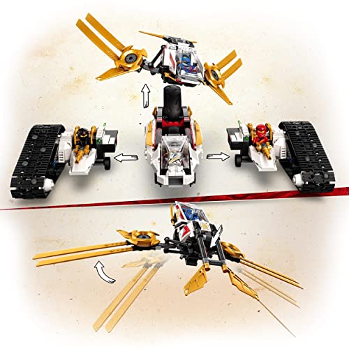 LEGO 71739 Ninjago Vehículo de Asalto Ultrasónico 4en1, Juguete de Construcción, Moto, Avión o Coche Todoterreno de los Ninja