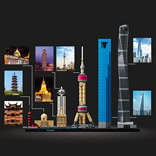 LEGO Architecture - Shanghái, Set de Construcción de Skyline con el World Financial Center y la Torre de la Perla Oriental, Regalo Coleccionable (21039)