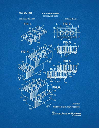 LEGO juguete bloques de construcción Art Póster de Impresión de Patentes Blueprint