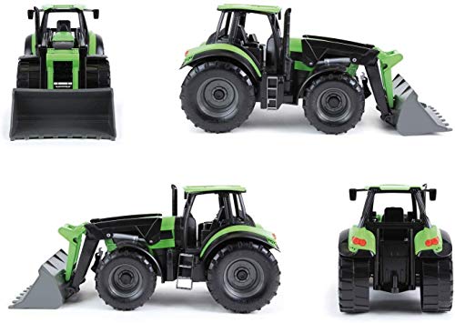 Lena Worxx 4613 Deutz-FAHR Agrotron 7250 TTV con Cargador Frontal, Aprox. 45 cm, vehículo de Juguete agrícola para niños a Partir de 3 años, Tractor Robusto con Pala de Carga Funcional