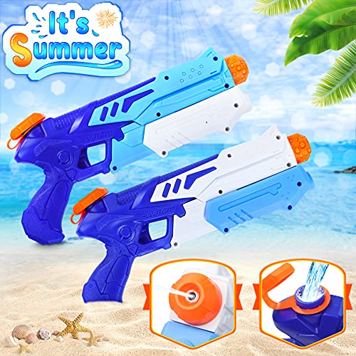 lenbest 2 Pack Pistolas de Agua, 300ML Pistolas Juguetes Agua , Juego de Pistolas de Chorro de Largo Alcance de 10 M, Verano Juguetes de Agua Juego, Jardín, Playa, Piscina Al Aire Libre,niño, Adulto