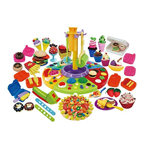 Leo & Emma Grande Set con plastilina Colorata con Tanti Accessori per Creare pasti fantasiosi (Multi Activity Food Center)