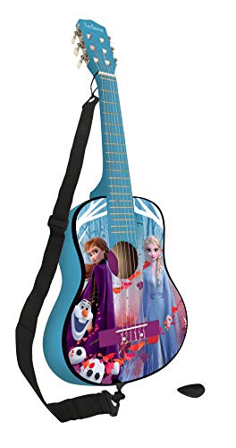 Lexibook- Disney Frozen-Guitarra Clásica De 6 Cuerdas, 78 cm Largo, Material de Madera K2000FZ Elsa Acústica, Guía de Aprendizaje incluida, Azul/púrpura