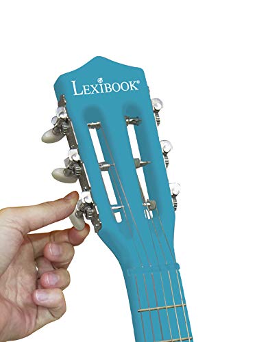 Lexibook- Disney Frozen-Guitarra Clásica De 6 Cuerdas, 78 cm Largo, Material de Madera K2000FZ Elsa Acústica, Guía de Aprendizaje incluida, Azul/púrpura