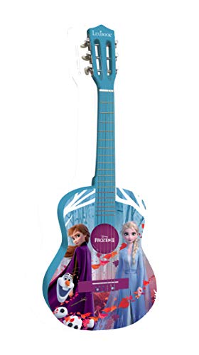 Lexibook- Disney Frozen-Guitarra Clásica De 6 Cuerdas, 78 cm Largo, Material de Madera K2000FZ Elsa Acústica, Guía de Aprendizaje incluida, Azul/púrpura