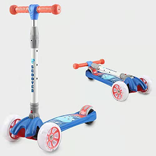 LFFME Scooter para Niños De Interior Y Exterior, Patinete Plegable para Niños De 2 A 8 Años Monopatín Intermitente De Tres Ruedas Coche Oscilante,E