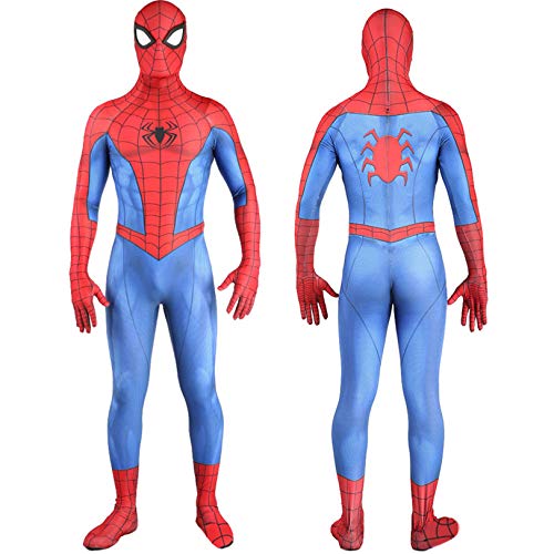 LGYCB PS4 Juego del Hombre araña de Cosplay del Traje Rojo y Mallas Azules, Aficionados superhéroe Vestido Seguridad de película de Fiestas temáticas Ropa de Escenario,Adults (170～175cm)-Spiderman