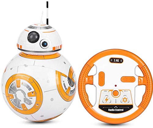 LHFD 2.4G Robot de Control Remoto Inteligente Star Wars Upgrade RC BB8 Robot con música Sonido Figura de acción Juguetes de Regalo Bola BB-8 para niños