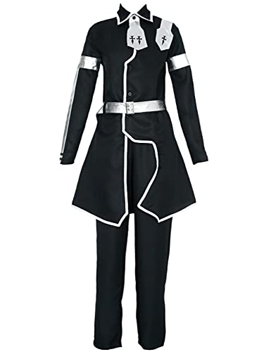 LHHZDH Sword Art Online Kirito Disfraz de Cosplay Uniforme Unisex Traje de combate Traje de Cosplay de Halloween Conjunto completo para ni?as Ni?os-Negro_S