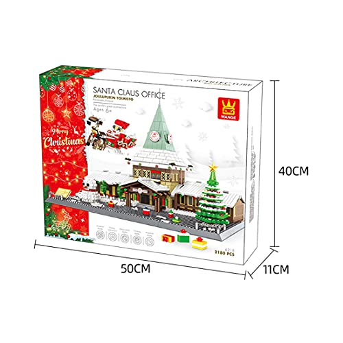 LICI Juego de construcción modular de casa de Papá Noel, 2180 piezas, serie navideña, vista de calle, compatible con Lego