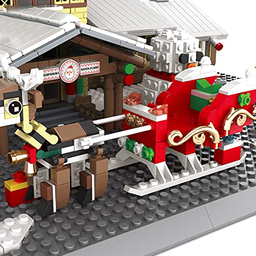 LICI Juego de construcción modular de casa de Papá Noel, 2180 piezas, serie navideña, vista de calle, compatible con Lego