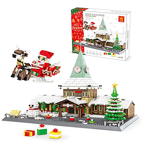 LICI Juego de construcción modular de casa de Papá Noel, 2180 piezas, serie navideña, vista de calle, compatible con Lego