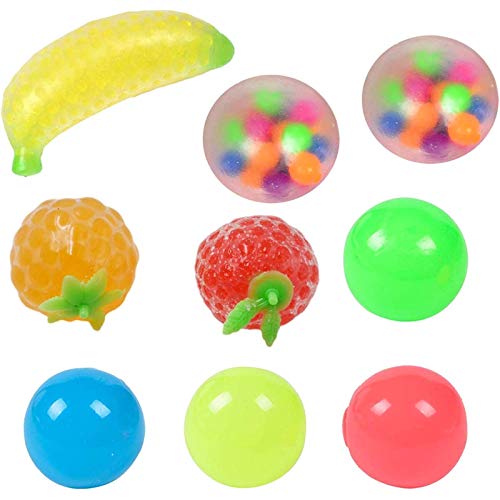 lilico 9PCS Stress Balls Toys, Fruit Exprimiendo Sticky Target Anti Stress Reliever Balls, Globbles Sticky Balls Que se atasca en el Techo, Juguete de descompresión para niños y Adultos