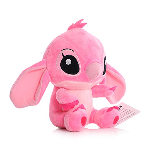 Lilo Y Stitch Modelos De Pareja De Dibujos Animados Muñecos De Peluche De Felpa Anime Juguetes para Bebés Juguetes Colgantes Niña Niños Regalo De Cumpleaños 18Cm 20Cm Rosa