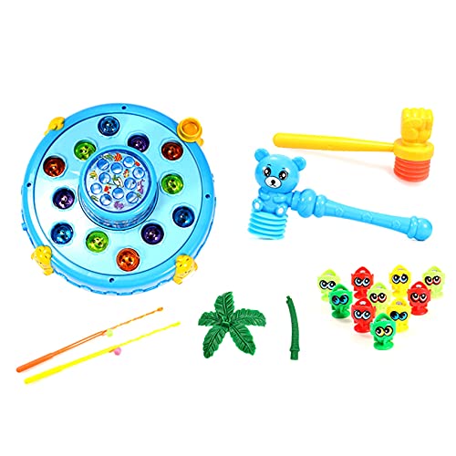 LilyJudy Juego Interactivo 2 en 1 Whack una Mole Juguete de Pesca MagnéTico para NiiOs PequeeOs-Juguete de Desarrollo Temprano de Aprendizaje-Regalo Divertido-Azul