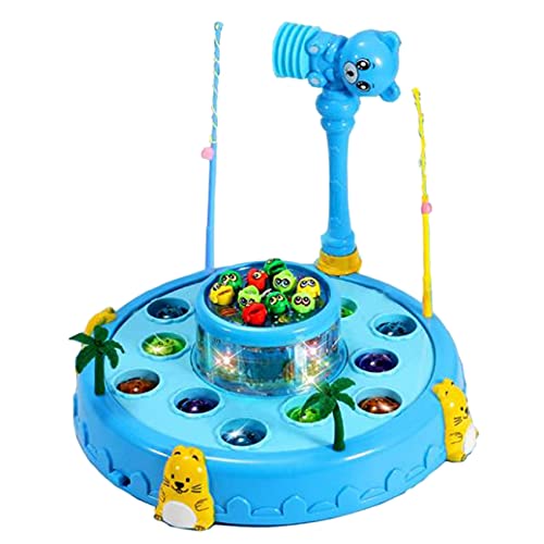 LilyJudy Juego Interactivo 2 en 1 Whack una Mole Juguete de Pesca MagnéTico para NiiOs PequeeOs-Juguete de Desarrollo Temprano de Aprendizaje-Regalo Divertido-Azul