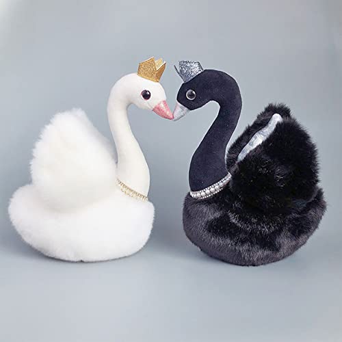 Linda princesa de cisne de peluche juguetes de peluche para niños, juguete de anniaml, regalos de cumpleaños Fuzzy Plushies para niñas y niños novia (B-negro (23 cm)