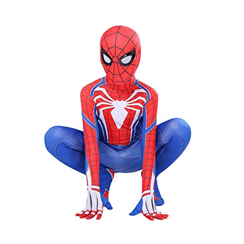 LINLIN PS4 Spiderman Mask Body rojo Spiderman Mono Zentai 3D Impreso Super Heros Halloween Cosplay Disfraces para hombres niños adultos XL (185 ~ 195 cm)