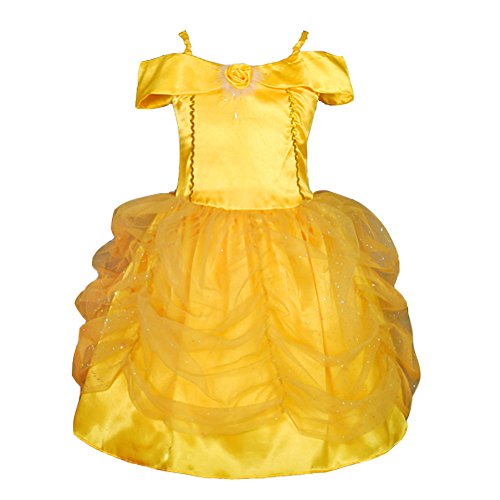 Lito Angels Disfraz de la Bella y la Bestia Vestido de Princesa para Bebé Niñas de Carnaval Fiesta Cumpleaños Halloween Festival Talla 18 a 24 Meses