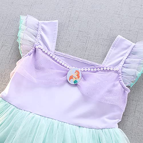 Lito Angels Disfraz de Sirenita Princesa Ariel para Niñas Pequeña, Sirena Vestido de Tul Falda Tutu de Fiesta de Cumpleaños, Talla 4-5 años, Morado 265