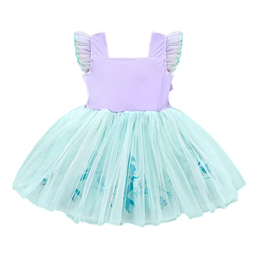 Lito Angels Disfraz de Sirenita Princesa Ariel para Niñas Pequeña, Sirena Vestido de Tul Falda Tutu de Fiesta de Cumpleaños, Talla 4-5 años, Morado 265