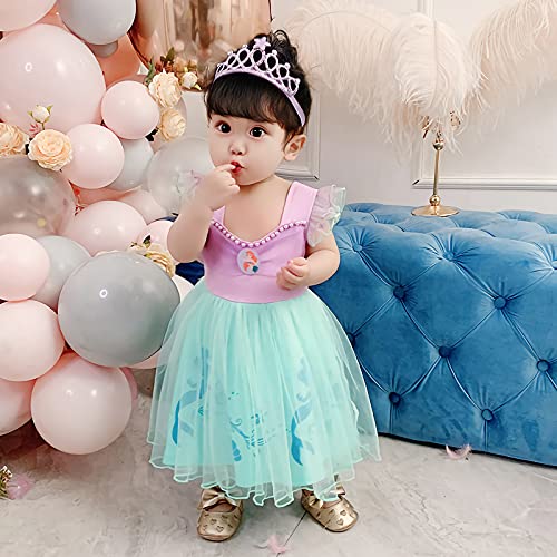 Lito Angels Disfraz de Sirenita Princesa Ariel para Niñas Pequeña, Sirena Vestido de Tul Falda Tutu de Fiesta de Cumpleaños, Talla 4-5 años, Morado 265