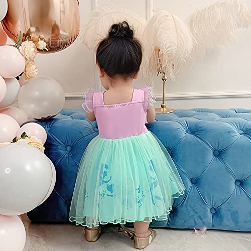 Lito Angels Disfraz de Sirenita Princesa Ariel para Niñas Pequeña, Sirena Vestido de Tul Falda Tutu de Fiesta de Cumpleaños, Talla 4-5 años, Morado 265