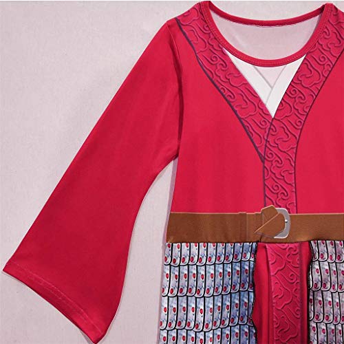 Lito Angels Disfraz Mulan para Niña, Ropa Traje China Heroina Hanfu, Talla 5-6 años, Rojo