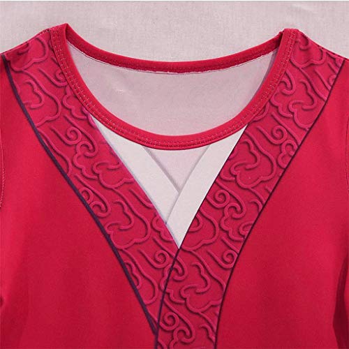 Lito Angels Disfraz Mulan para Niña, Ropa Traje China Heroina Hanfu, Talla 7-8 años, Rojo