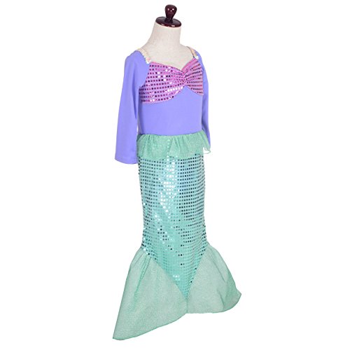 Lito Angels Disfraz Sirenita Princesa Ariel para Niñas, Vestido Sirena de Fiesta de Cumpleaños Talla 3-4 años, Morado