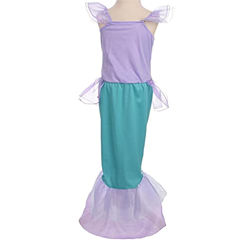 Lito Angels Disfraz Sirenita Vestido Sirena Princesa Ariel con Peluca de Pelo para Niñas Pequeñas, Talla 3-4 años, Púrpura