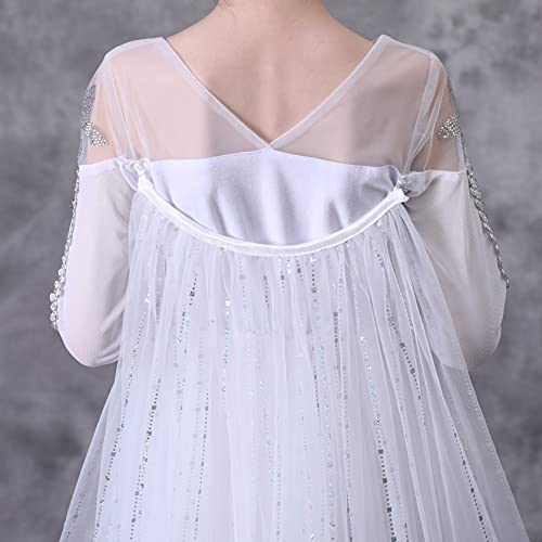 Lito Angels Vestido Blanco Princesa Elsa Disfraz Reino del Hielo 2 con Capa para Niñas, Talla 7-8 años 262