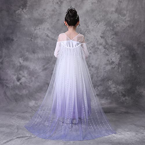 Lito Angels Vestido Blanco Princesa Elsa Disfraz Reino del Hielo 2 con Capa para Niñas, Talla 7-8 años 262