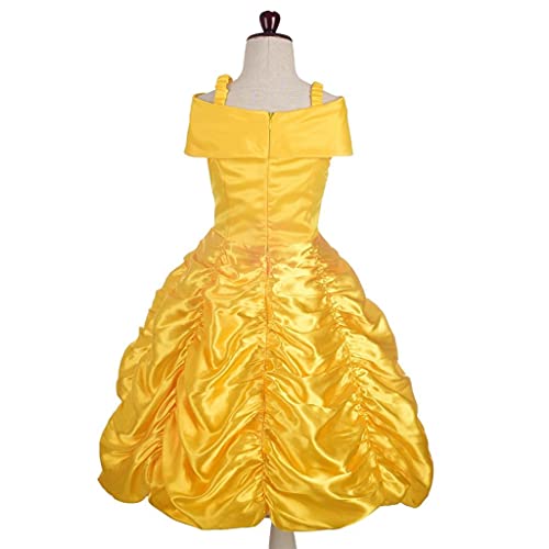 Lito Angels Vestido de Princesa Bella Disfraz la Bella y la Bestia con Corona y Accesorios para Niñas Talla 10-11 Años, Amarillo 077