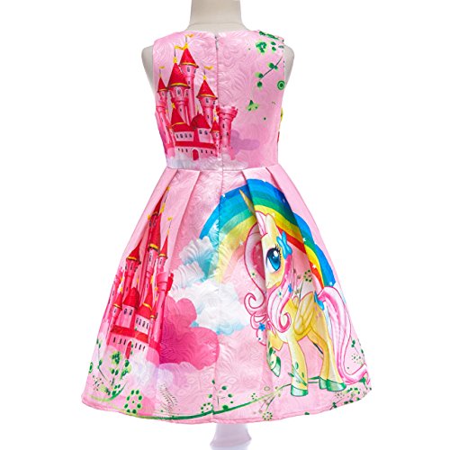 Lito Angels Vestido de Unicornio My Little Pony para Niñas Pequeñas, Ropa Casual de Fiesta de Cumpleaños de Verano, Talla 3-4 años, Estilo C - Rosa