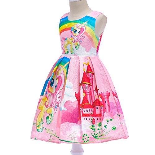 Lito Angels Vestido de Unicornio My Little Pony para Niñas Pequeñas, Ropa Casual de Fiesta de Cumpleaños de Verano, Talla 3-4 años, Estilo C - Rosa