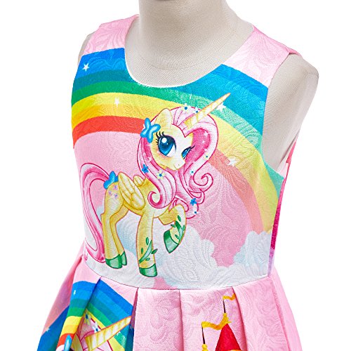 Lito Angels Vestido de Unicornio My Little Pony para Niñas Pequeñas, Ropa Casual de Fiesta de Cumpleaños de Verano, Talla 3-4 años, Estilo C - Rosa