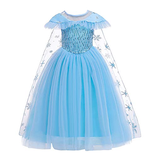 Lito Angels Vestido Princesa Elsa la Reina de las Nieves con Capa, Disfraz Frozen Reino del Hielo para Niñas Talla 3-4 años, C