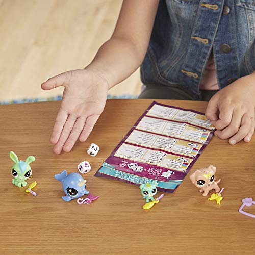 LITTLEST PET SHOP – Estuche de Limpieza Lucky Pets – 4 Figuras Pet Shop Singles y 4 Colgantes