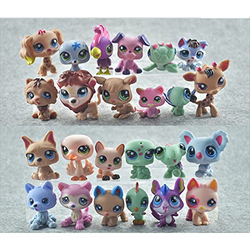 Littlest Pet Shop Toys Mini Figuras LPS Animal Cat Dog Bird Figuras de acción Niños Niños Juguetes de Navidad Regalo 24 unids / Set