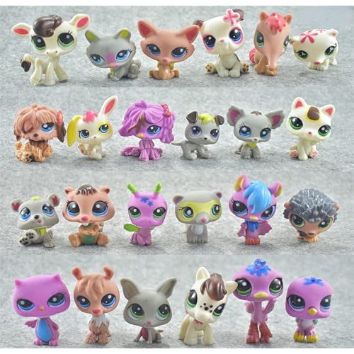 Littlest Pet Shop Toys Mini Figuras LPS Animal Cat Dog Bird Figuras de acción Niños Niños Juguetes de Navidad Regalo 24 unids / Set