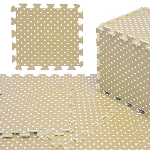 LittleTom Alfombras Puzzle para Bebé Alfombrilla Suelo Goma EVA Beige Puntos